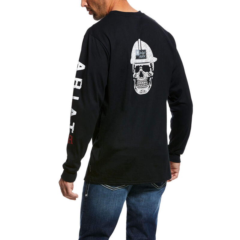 Ariat Fr Roughneck Skull Logo - Miesten Mustat T-Paidat ( BQEAVO-149 )